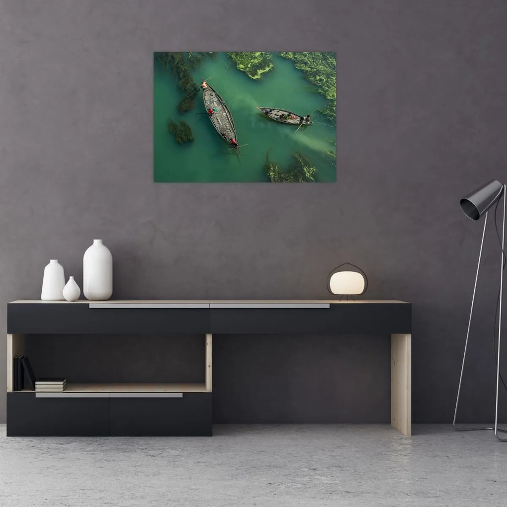 Tablou - Pescarii de pe râu (70x50 cm)