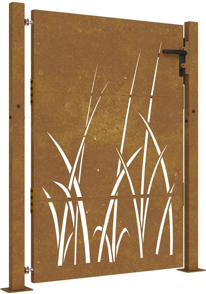 vidaXL Poartă de grădină 100x150 cm, oțel corten, design cu iarbă
