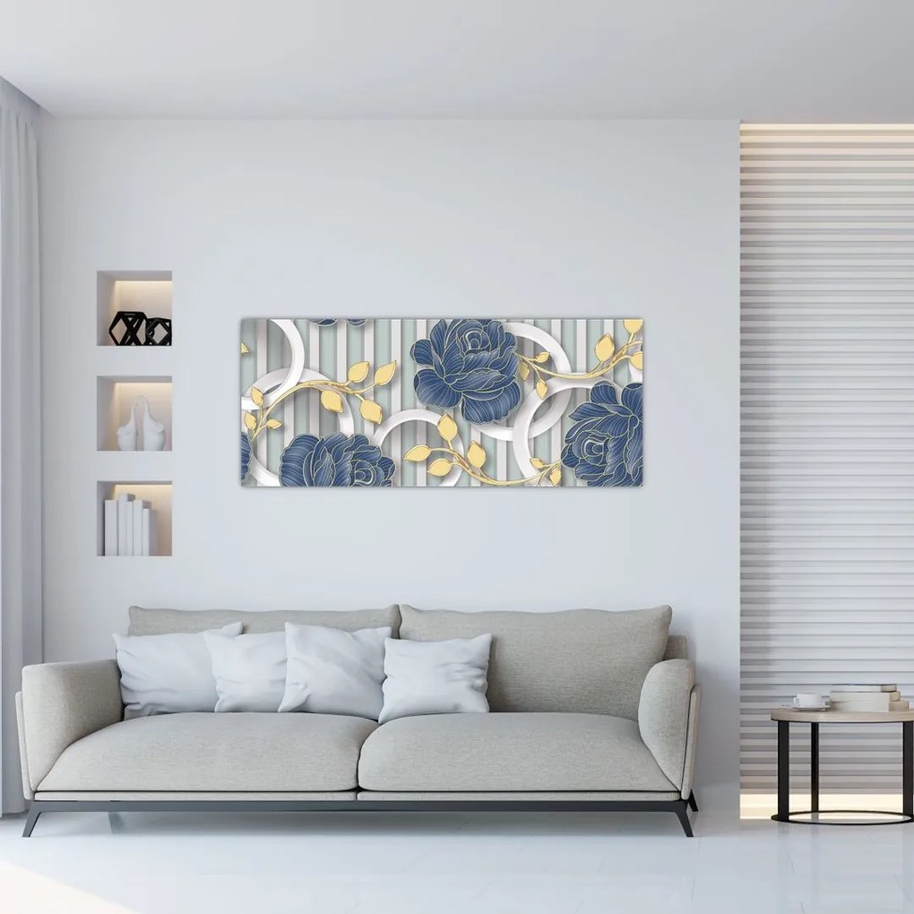 Tablou - Tradafiri și cercuri (120x50 cm)