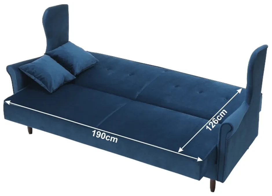 Canapea extensibilă, material textil albastru, COLUMBUS
