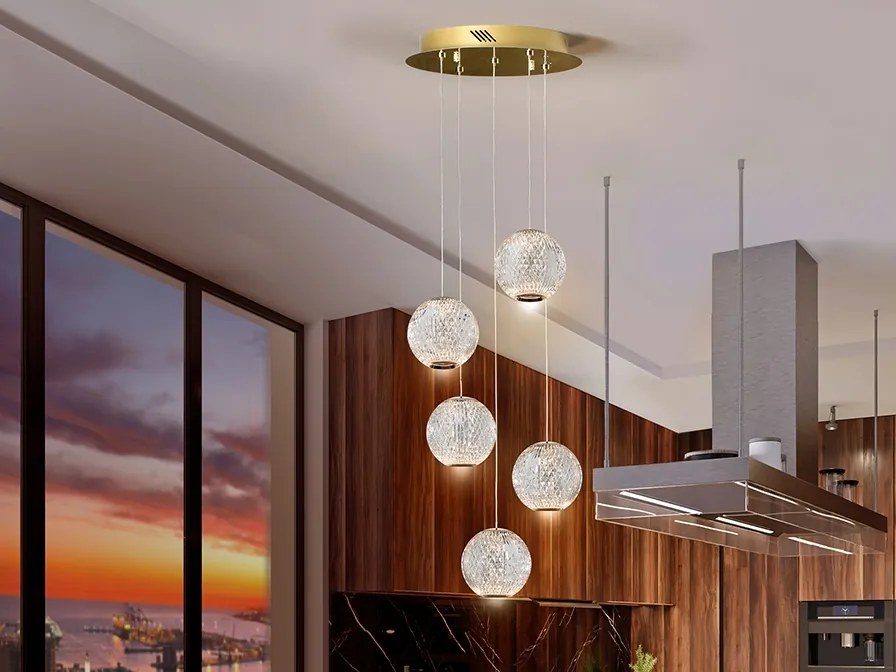 Lustra cu 5 pendule LED design modern Austral SV-354196