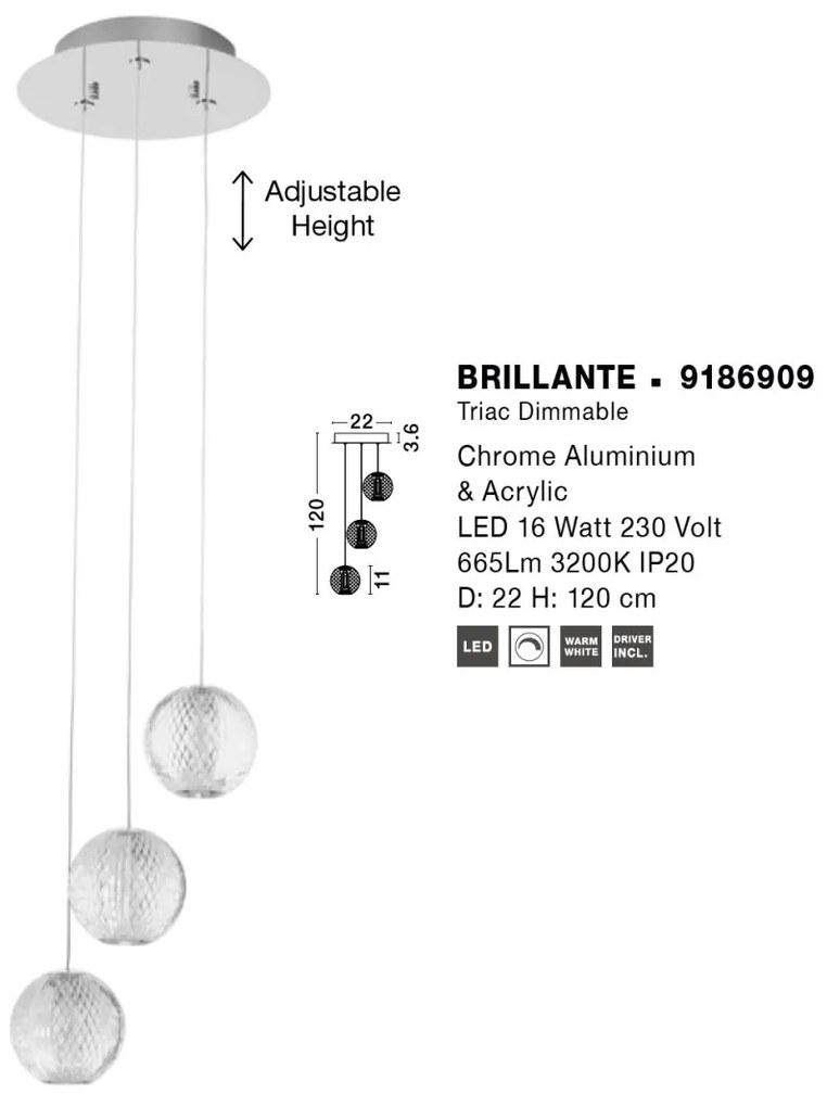 Lustra LED suspendata design decorativ BRILLANTE