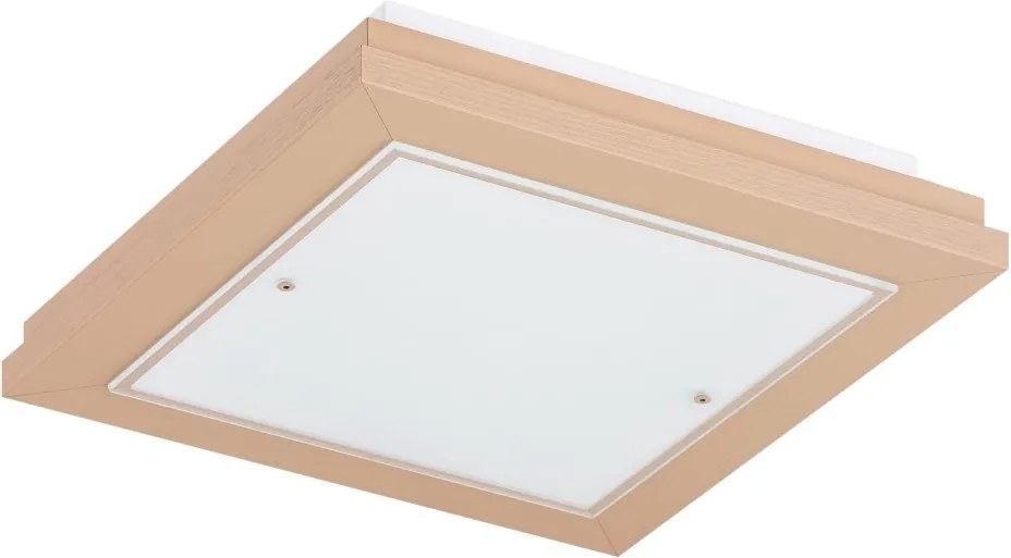 Plafoniera din lemn si sticla TABOR 42x42cm, reach peach