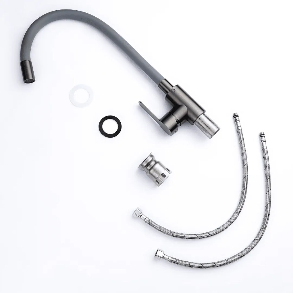 Baterie bucătărie cu pipă flexibilă - 276 oțel inoxidabil P14A