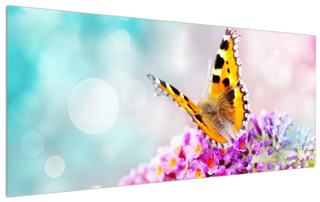 Tablou cu fluture pe flori (120x50 cm), în 40 de alte dimensiuni noi