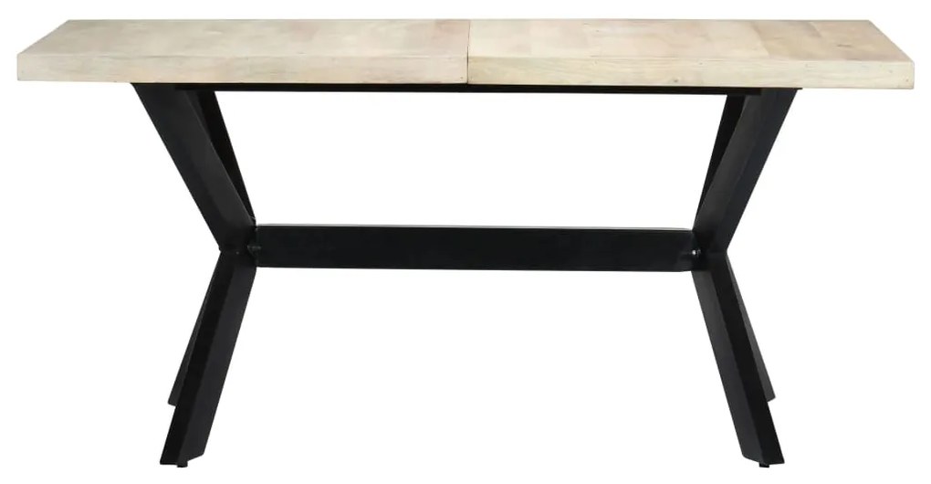 247434 vidaXL Masă de bucătărie, alb, 160x80x75 cm, lemn masiv de mango