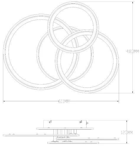 Plafonieră LED dimabilă Zuma Line MS238130-BK LUNAR LED/55W/230V 3000-6000K negru + telecomandă
