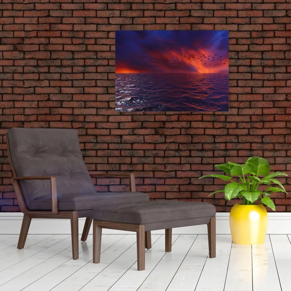Tablou cu mare și păsări (70x50 cm)