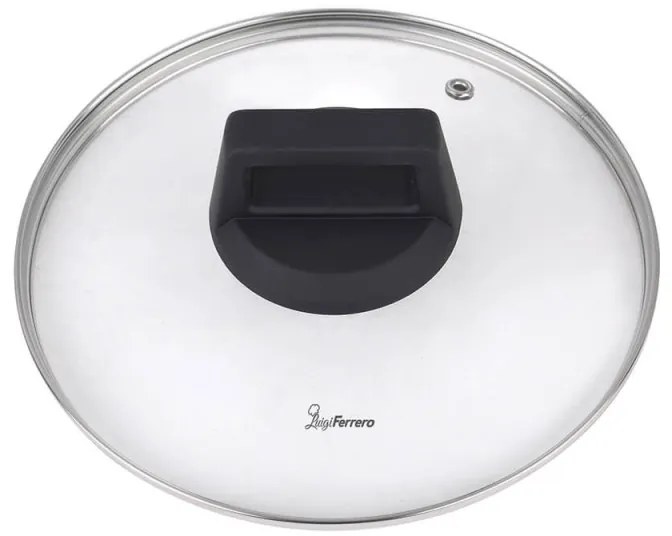 Cratiță Luigi Ferrero Rosso FR-2813, 28x13.5 cm, 6.7 l, Acoperire neaderentă, Capac din sticlă cu gaură pentru abur, Inducție, Negru