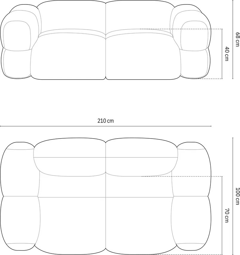 Canapea 3 locuri, Loretto, Cosmopolitan Design, 210x100x68 cm, tesatura structurata, gri
