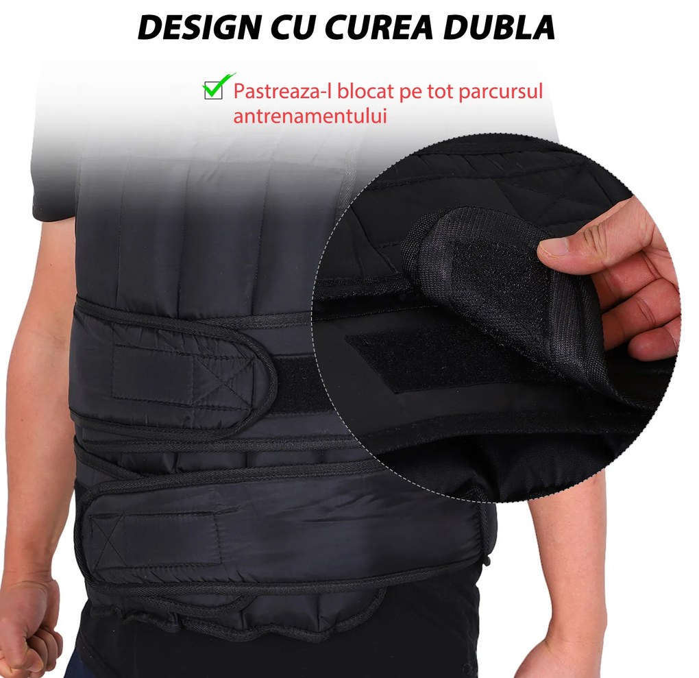 HOMCOM Vesta ponderata 20kg cu 38 Greutati, Captuseala si Inchideri cu Velcro