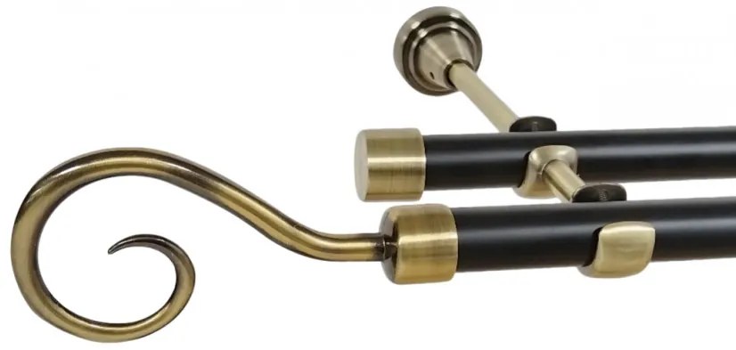 Galerie dubla fara inele duo HAK 19/19 mm negru aur antic (Alege marime: 320 cm)