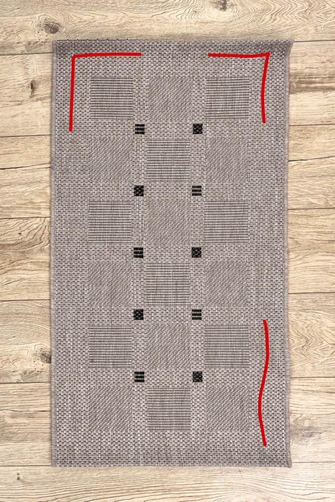 Covor sisal Floorlux 20079 Pătrat argintiu si negru - SECUNDAR-COTATI PRODUSUL