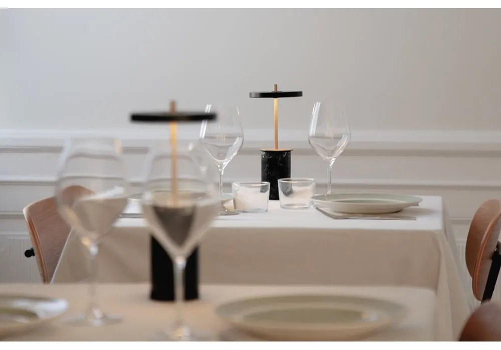 Veioză neagră LED cu intensitate reglabilă din marmură cu abajur din metal (înălțime 25,5 cm) Asteria Move Mini – UMAGE