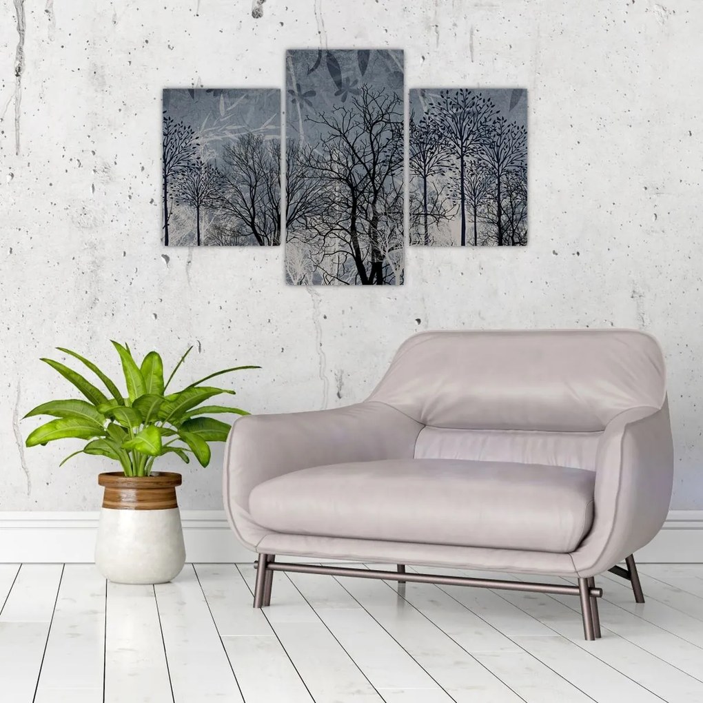 Tablou - Siluetă copac și frunze (90x60 cm)