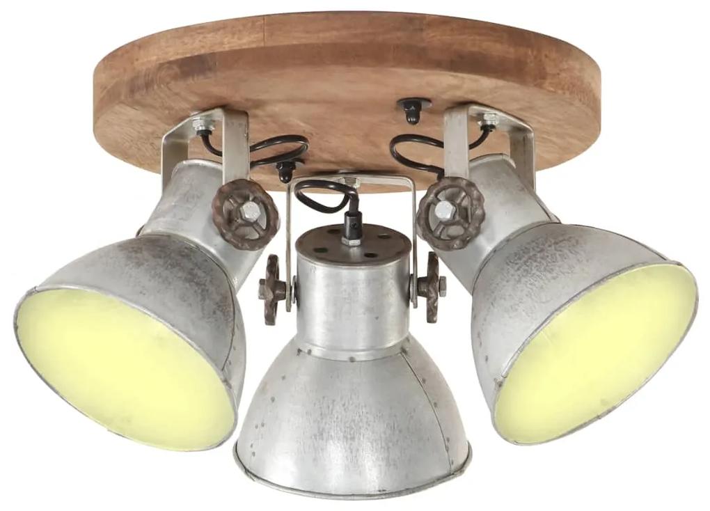 Lampa de tavan industriala, argintiu, 25 W, 42 x 27 cm, E27 1, Argintiu, Lampa rotunda de tavan cu 3 abajururi