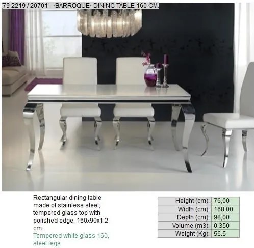 Masa moderna,dim.168x98cm, -Dinning table- Barroque 792219/20701