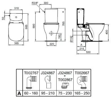Vas WC Ideal Standard Tesi AquaBlade, alb - T008701