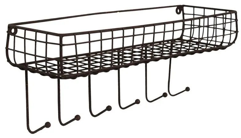 Raft de perete din metal, 6 carlige, Cuisine