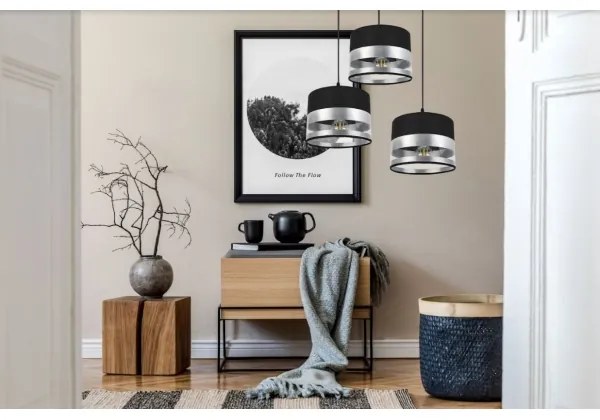 Lustră pe cablu MILO 3xE27/60W/230V argintie/neagră