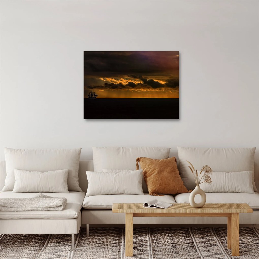 Tablou unei vele în apus de soare (70x50 cm)