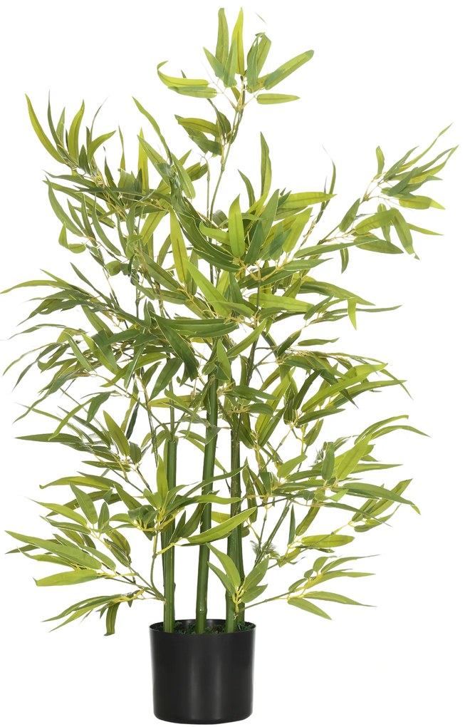 HOMCOM Plantă Artificială de Bambus Înaltă de 90 cm cu 504 Frunze din PEVA și PP Verde cu Ghiveci de Ciment Ø15x12.5 cm | Aosom Romania