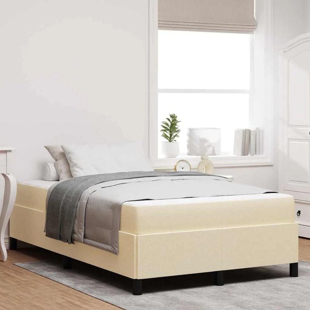 vidaXL Pat cu arcuri Crema, Negru 120 x 200 cm