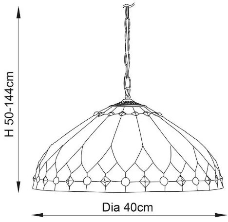 Endon 63977 - Lustră suspendată Tiffany BROOKLYN cu lanț, 1xE27/60W/230V, Ø 40 cm