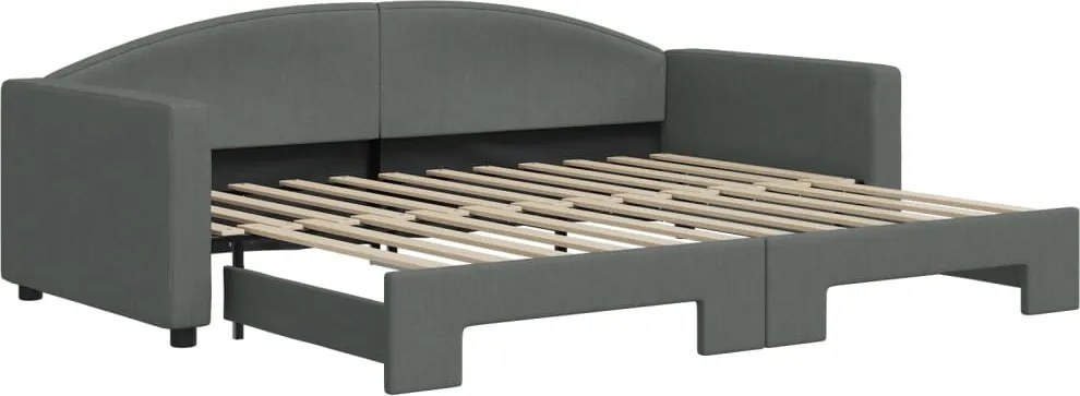 vidaXL Pat de zi cu extensie, gri închis, 90x200 cm, textil