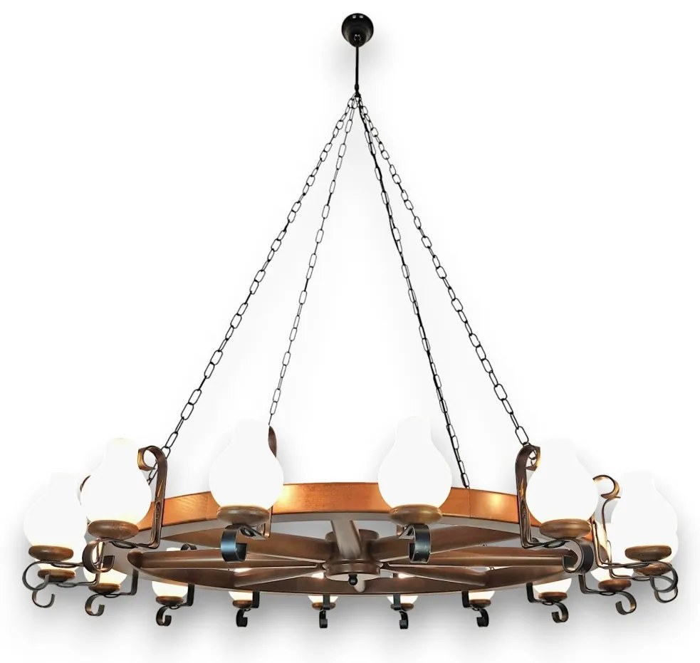 Candelabru rustic fabricat manual din lemn Roata 16L