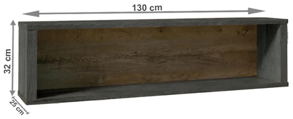 Raft suspendat Modestus W1 (stejar lefkas închis + smooth gri). 809347