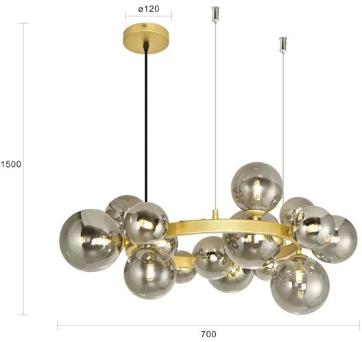 Lustră LED pe cablu Brilagi MILLA 15xG9/3W/230V auriu/fumuriu