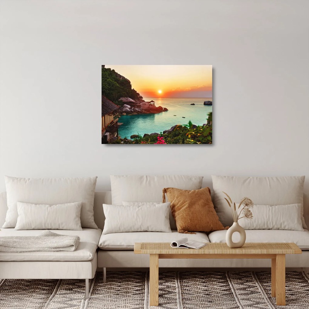 Tablou pe sticlă cu plaja frumoasă (70x50 cm)