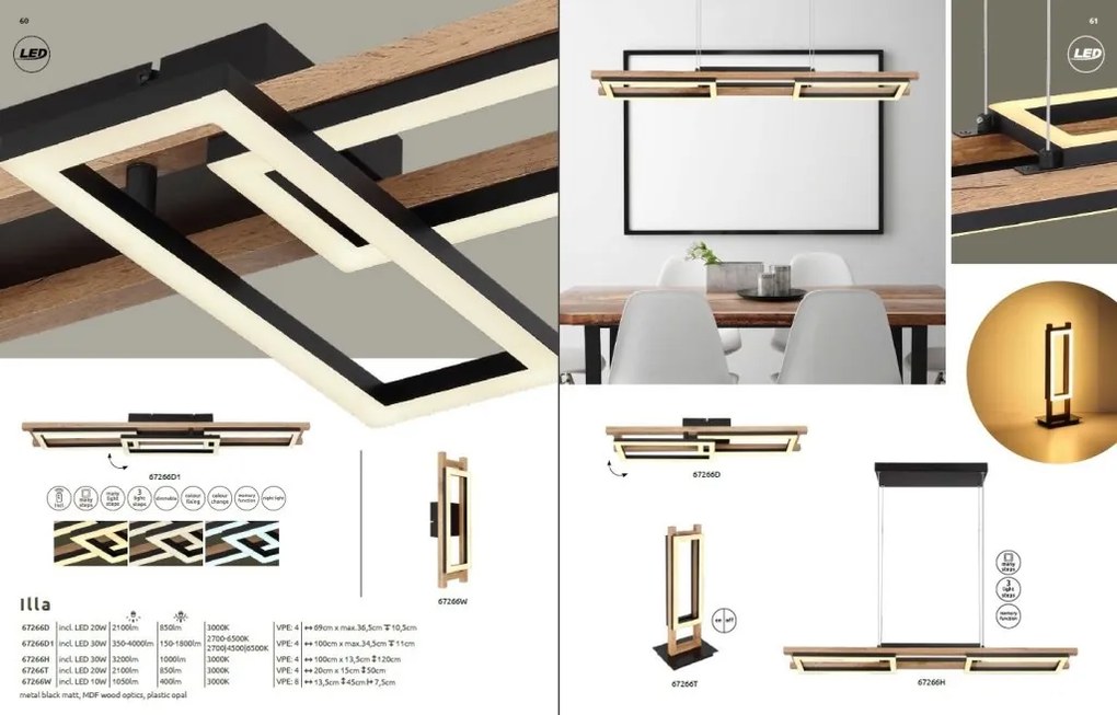 Plafoniera LED design modern ILLA negru, maro 100x13,5cm