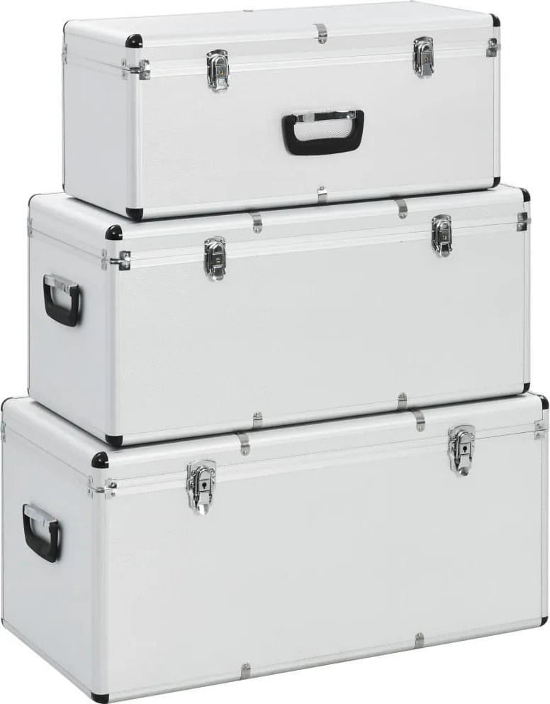 vidaXL Cutii de depozitare, 3 buc., argintiu, aluminiu