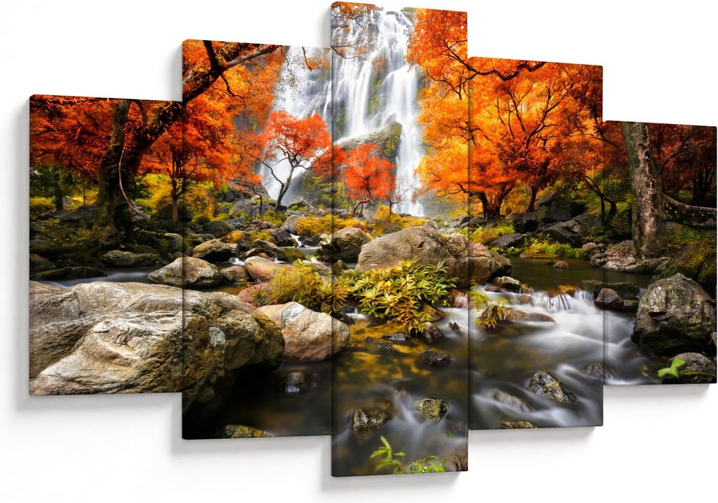 Tablou - Cascade în pădurea portocalie (150x105 cm)