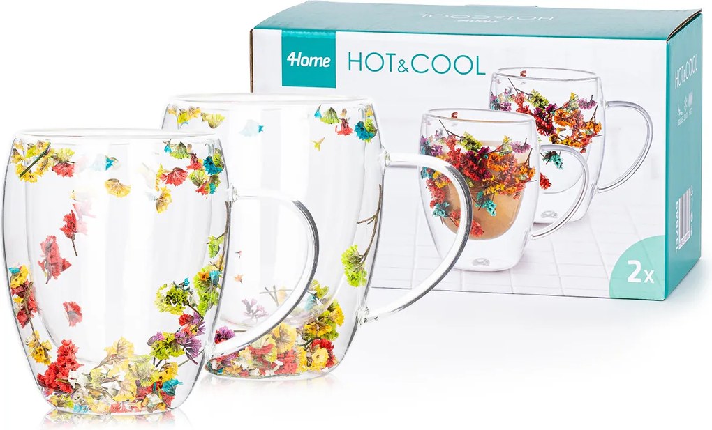 Pahare termo 4Home Flowers Hot&Cool 350 ml, 2 buc.