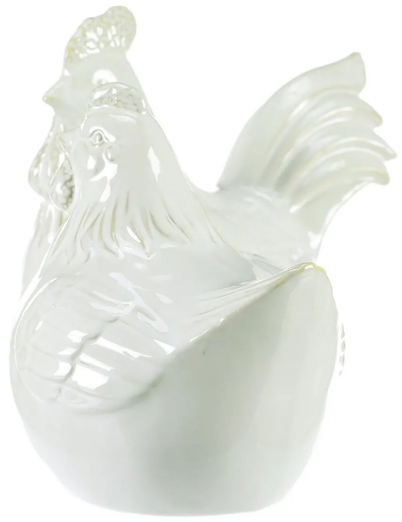 Decorațiune ceramică Hen și robinet, alb , 11 x 13x 14 cm, set de 2