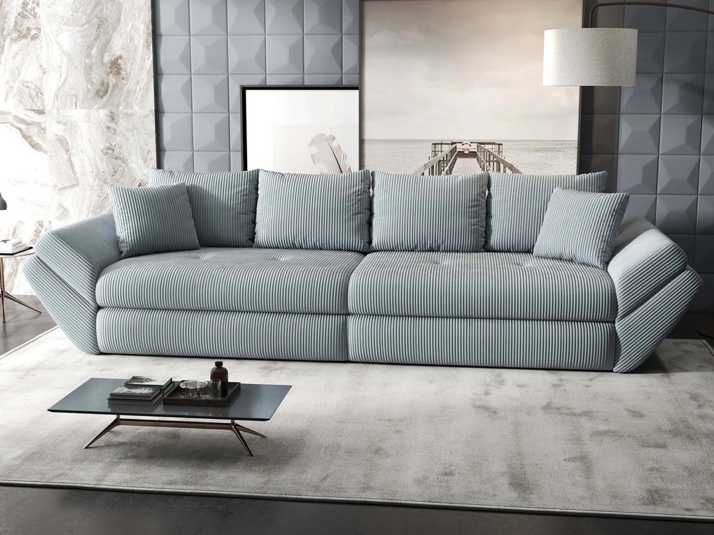 Canapea extensibilă dumonde cu ladă de depozitare si sezut confortabil din spuma high-density, Loana Zoom Gri 300x100 cm