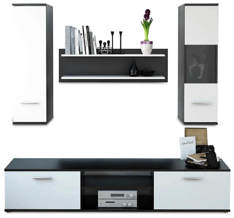 Mobilier pentru living, negru/alb, WAW NEW