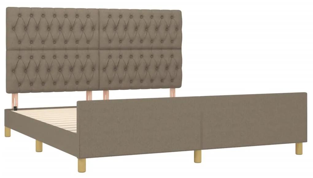 Cadru de pat cu tablie, gri taupe, 180x200 cm, textil Gri taupe, 180 x 200 cm, Design cu nasturi