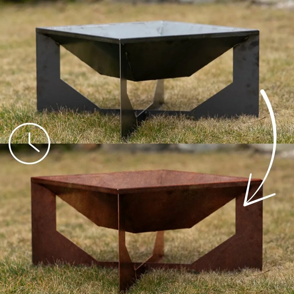 Vento Foc de tabără pentru grădină 70 x 70 x 30 cm, corten CORGARDEN 1015