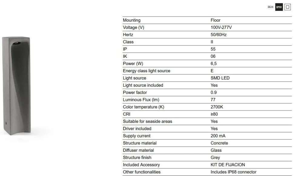 Stalp LED iluminat exterior IP55 GROT 2700K H-70cm gri