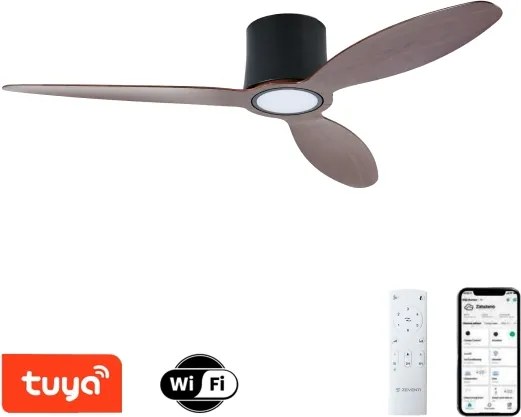ZEVENTI - Ventilator de tavan LED VENTORA LED/24W/230V Wi-Fi Tuya negru/nuc +telecomandă
