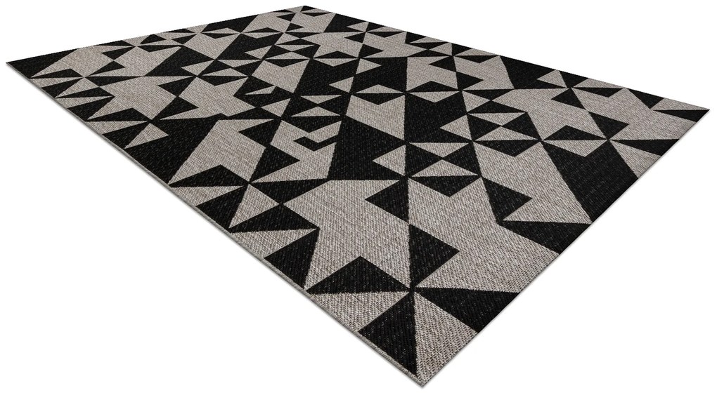 Covor sisal Floorlux 20489 argint si negru Triunghiuri
