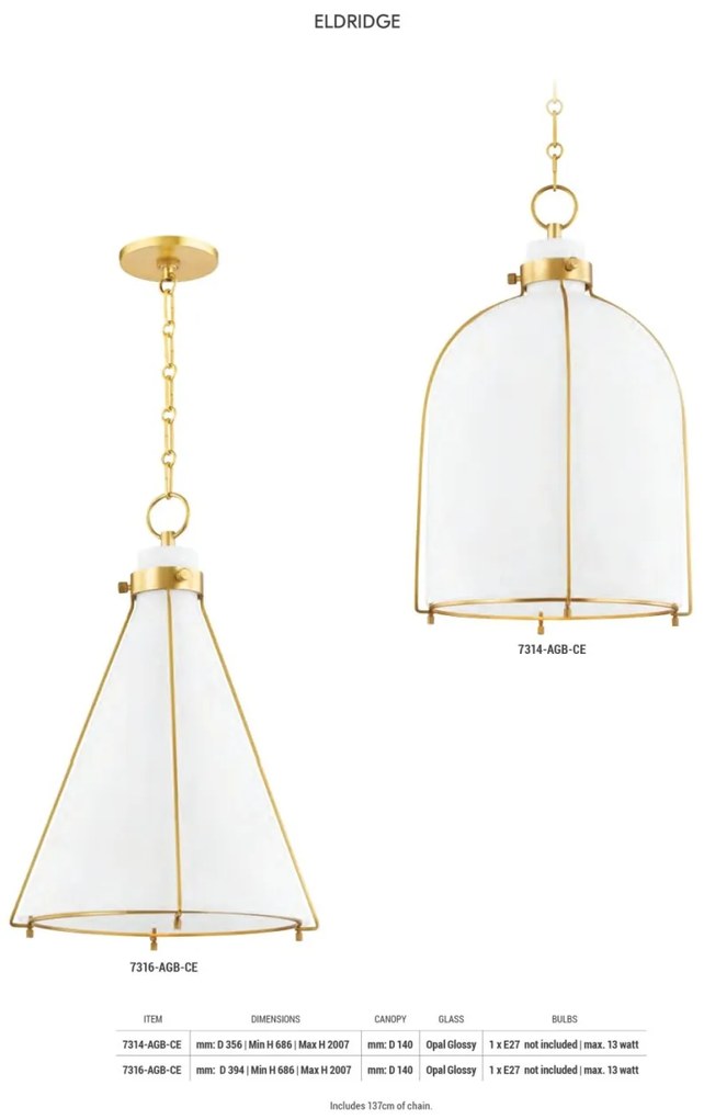 Pendul sub forma de cupola, desing LUX, ELDRIDGE