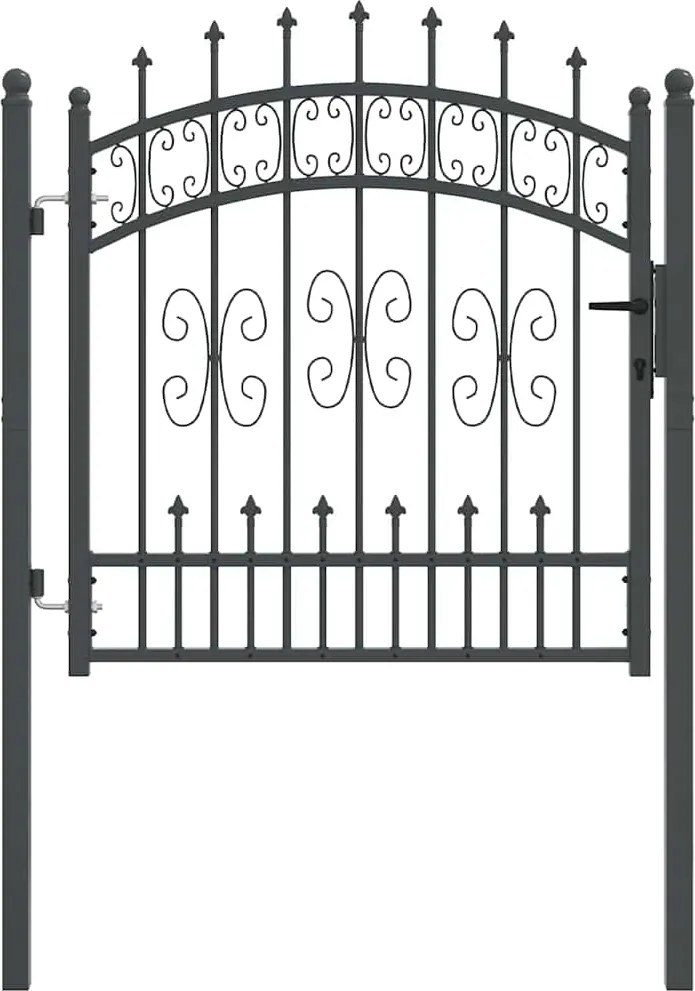 vidaXL Poartă din Gard cu Vârf de Lancă Gri 103 x 100 cm Oțel