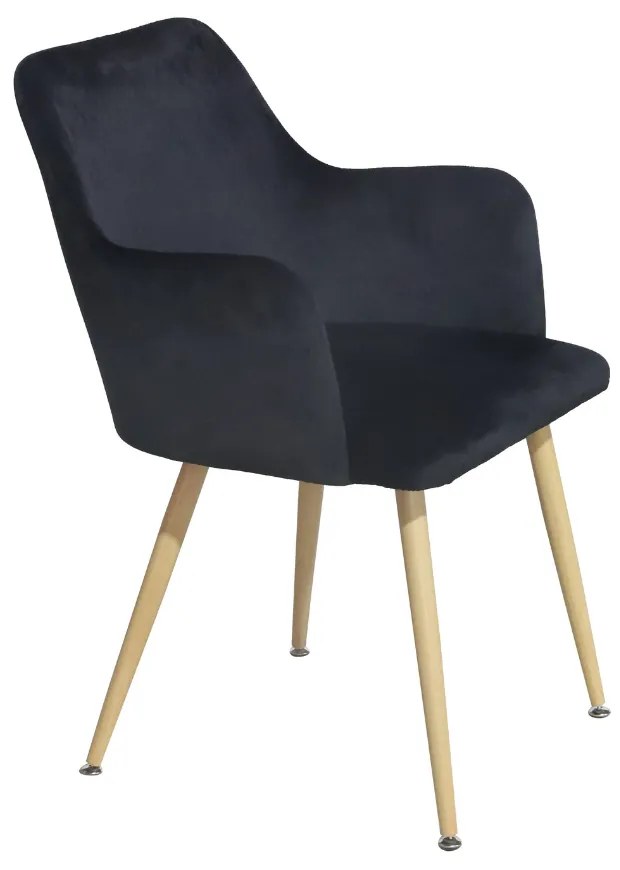 Scaun dining de tip fotoliu Sella, catifea, negru