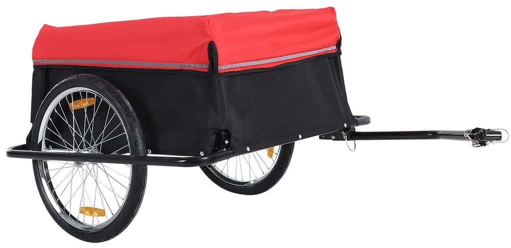 Outsunny Remorcă pentru Biciclete din Oțel cu Capacitate Maximală de 40 kg și Husă Protectoare, 140x88x60 cm, Roșu și Negru | Aosom Romania