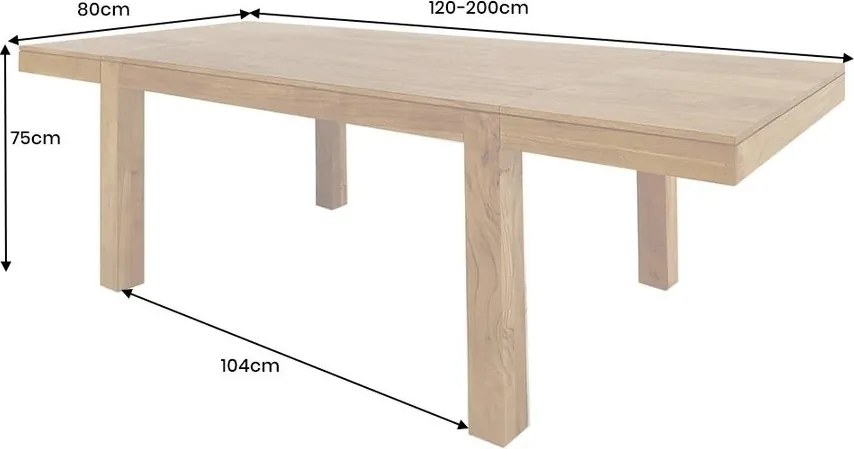 Masa extensibila din lemn de salcam PURE 120-200cm